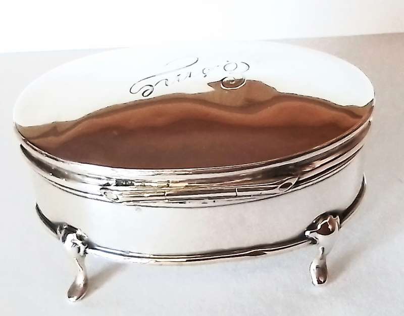 Birmingham  1910  Footed  Oval  Trinket