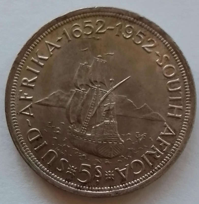 1652 - 1952  Union of SA Crown/ 5 Shilling  [C24]