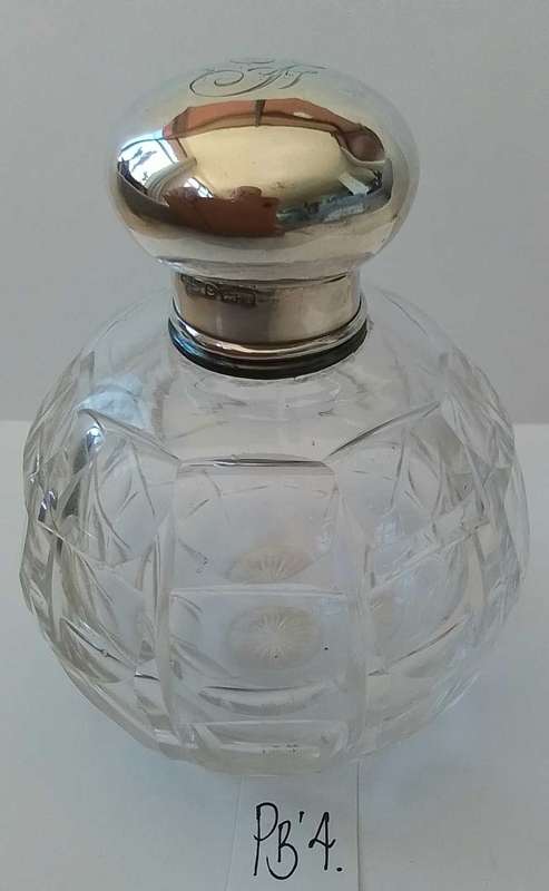 BIRMINGHAM 1910  -  Silver Top Perfume Bottle