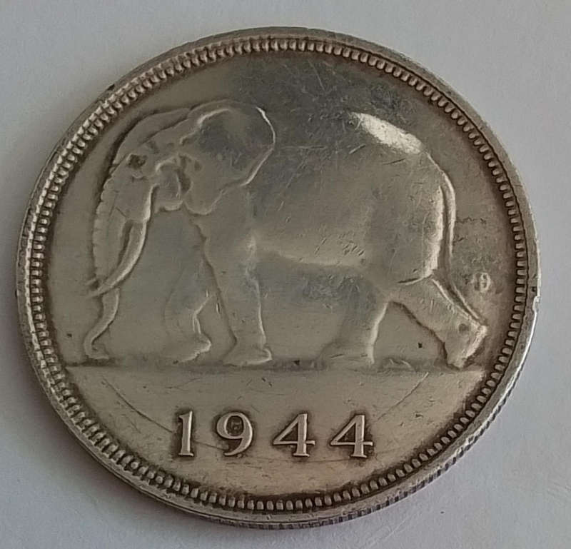 Belgian Congo 1944  -  50  Franc -  Silver  WWll  [C3]