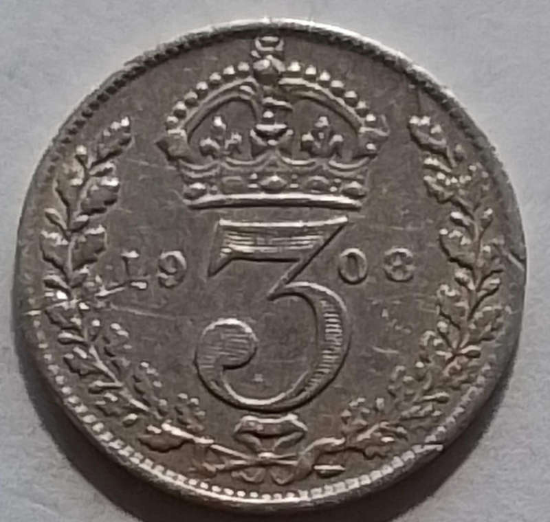 1908  British   3  Pence  Coin  [C110]