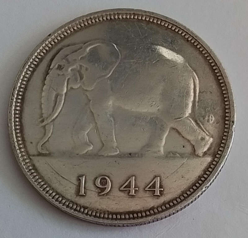 Belgian Congo 1944  -  50  Franc -  Silver  WWll  [C3]