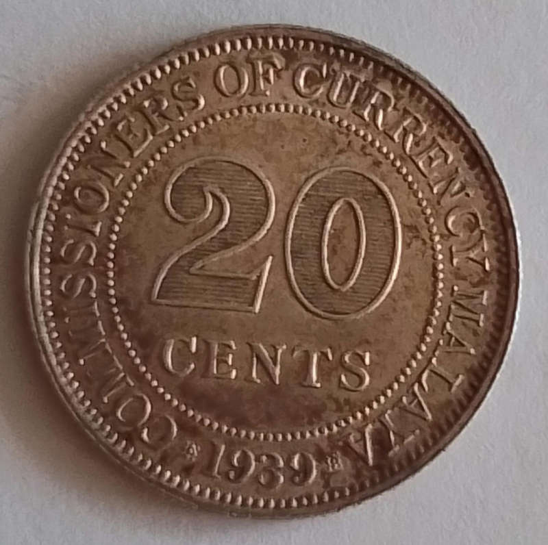 1939  King George v - Malaya 20 cents coin [C 11]