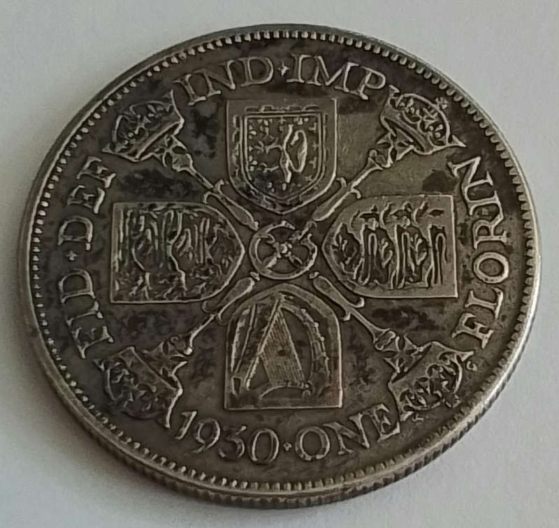 1930 United Kingdom GB George V 2 Shilling Coin [C2]