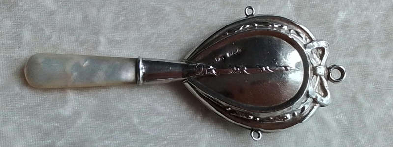Birmingham 1924 Silver / Mother of Pearl Baby Rattle