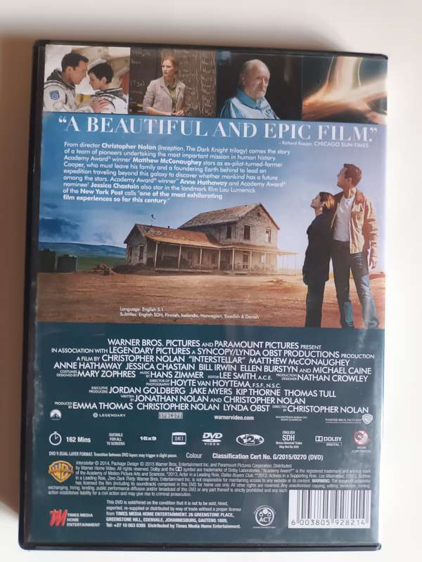 Interstellar DVD Movie
