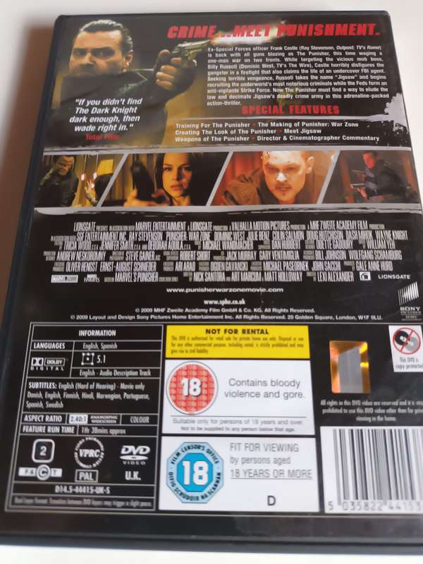War Zone Punisher DVD Movie