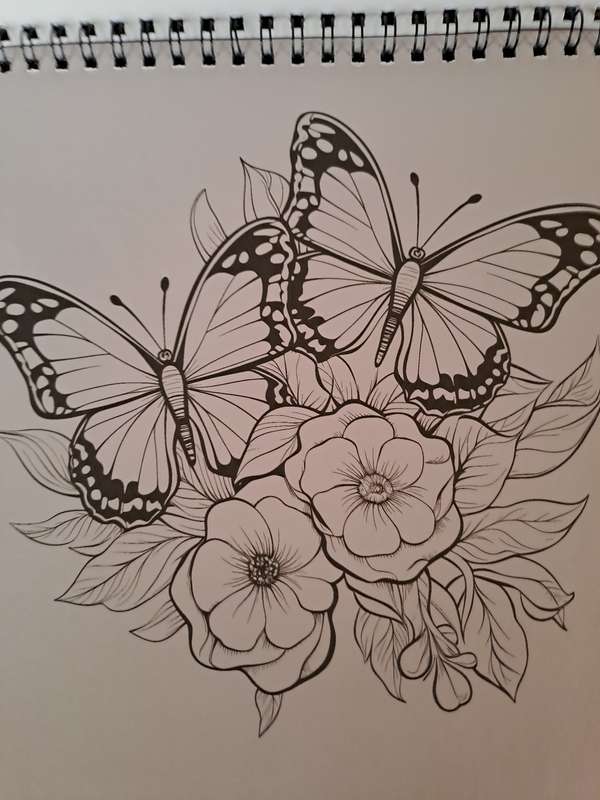 Colouring Book Flower Butterfly