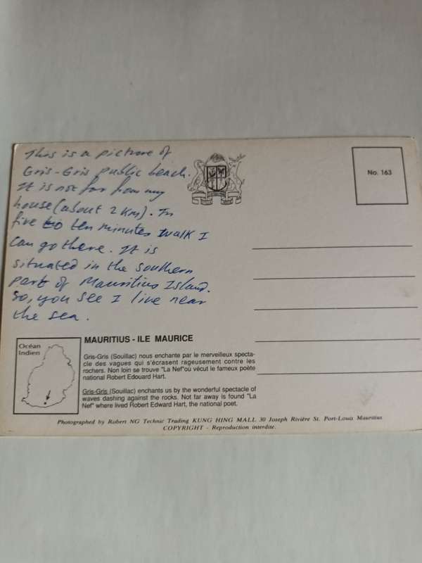Old Postcard Gris - Gris Mauritius