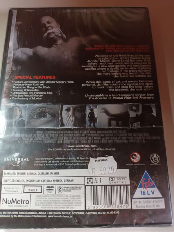 Diane Lane Untraceable DVD Movie (Still Sealed)