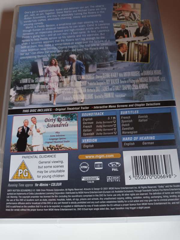 Dirty Rotten Scoundrels DVD Movie