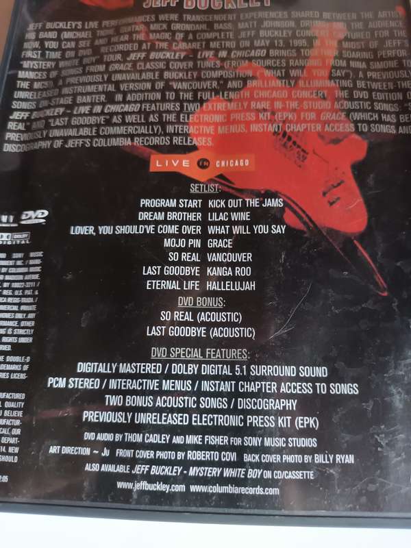 Jeff Buckley Live in Chicago Music DVD