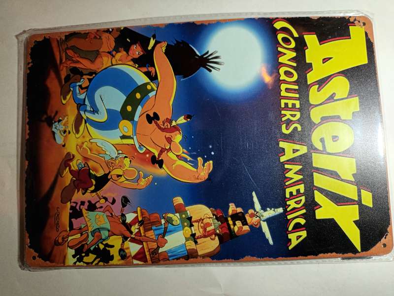 Asterix Conquers America Tin Metal Sign