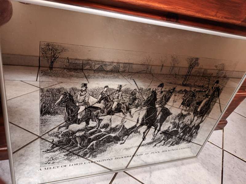 Nice Size Mirror with Victorian Hunt Scene