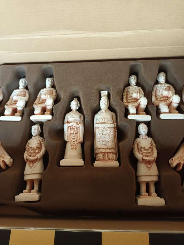 Detailed Oriental Chess Pieces with Fold Up Board