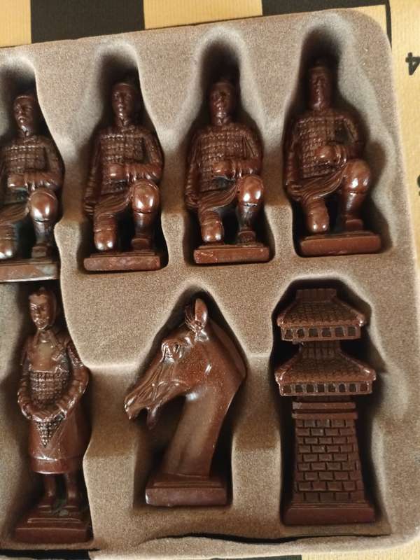 Detailed Oriental Chess Pieces with Fold Up Board