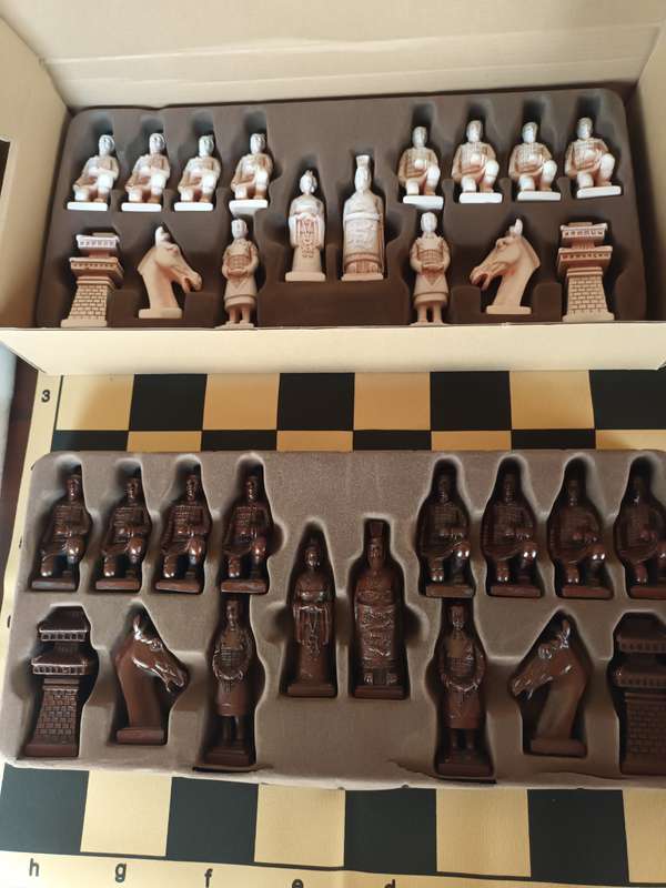 Detailed Oriental Chess Pieces with Fold Up Board