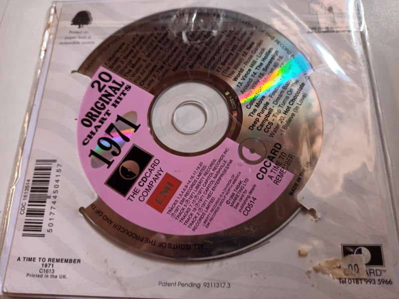 20 Original Hits of 1971 CD Card - Made in the UK