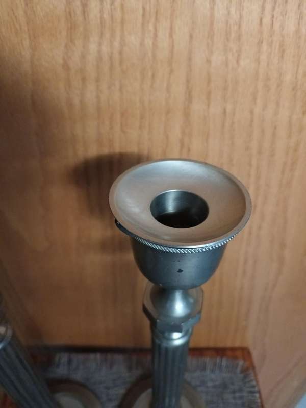 Pair of Solid Metal Tall Candle Holders