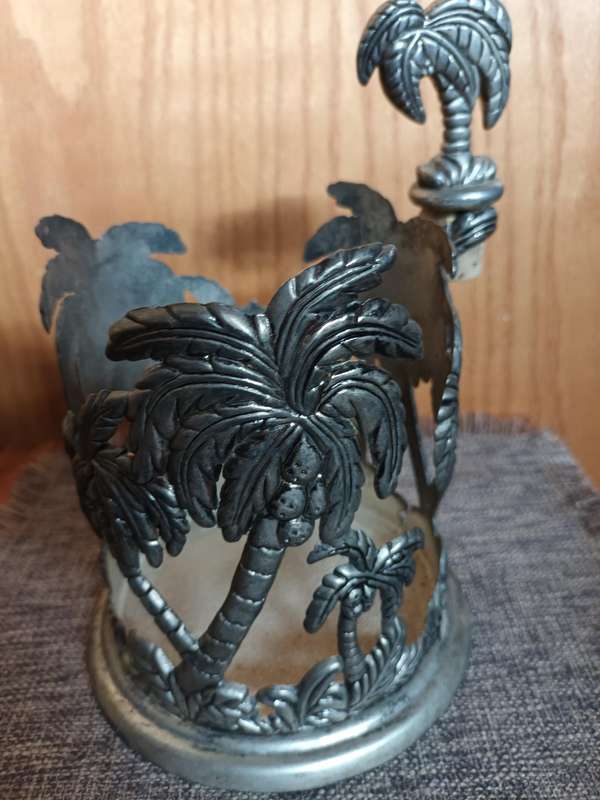 Old Metal Palm Tree Inspired Bottle Holder