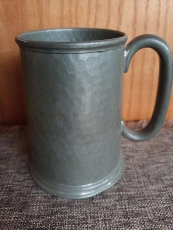 Vintage Handhammered Pewter Tankard