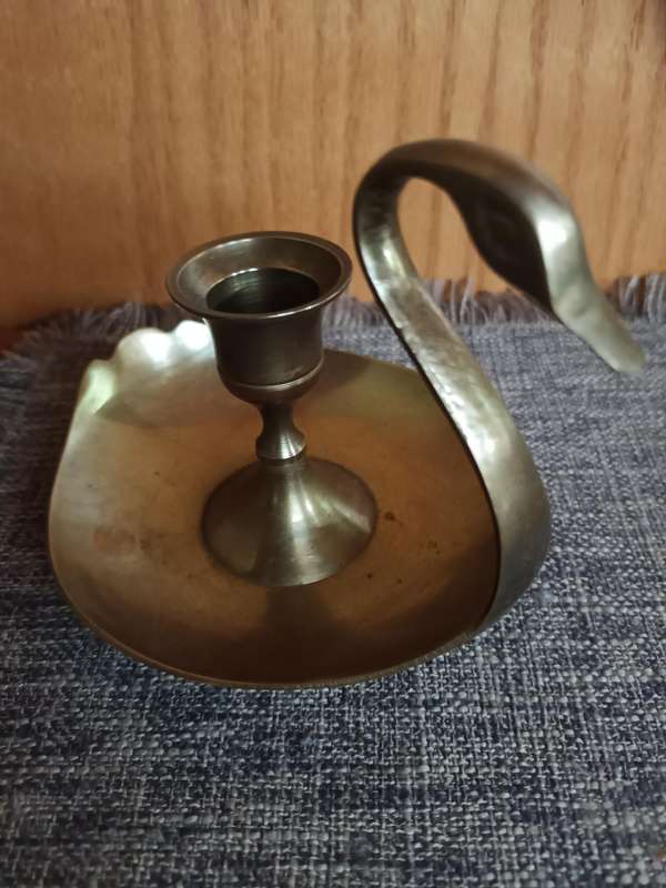 Vintage Swan Shaped Brass Candle Holder