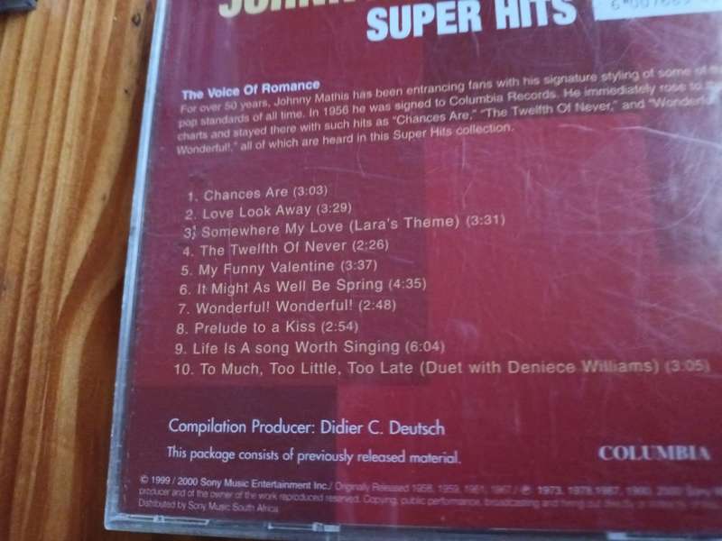 Johnny Mathis Music CD