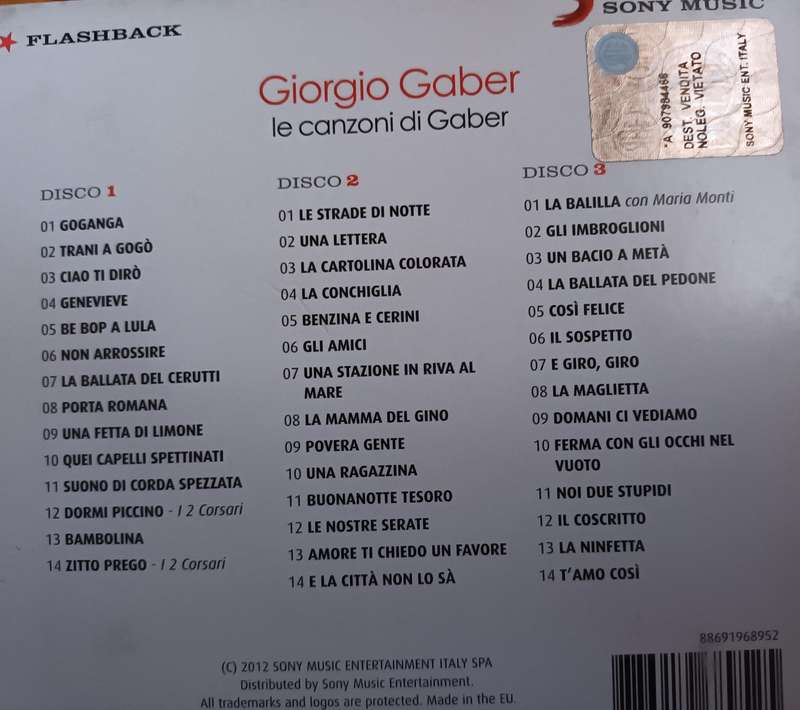 Giorgio Gaber Triple Music CD