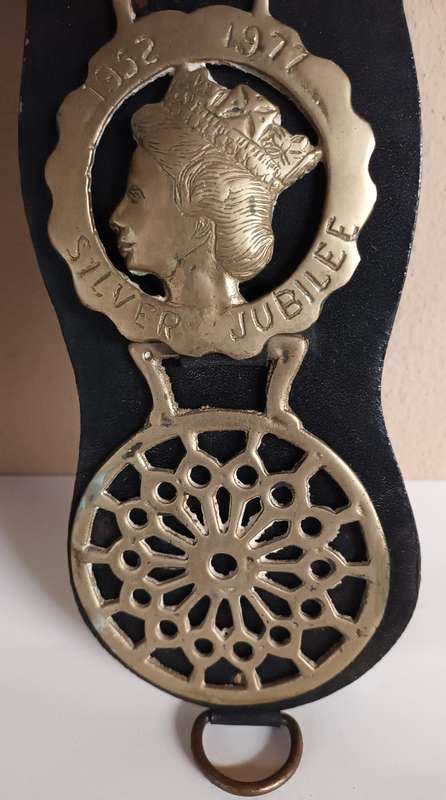 Brass Plaques on Leather - Queen's Jubilee