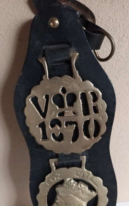 Brass Plaques on Leather - Queen's Jubilee