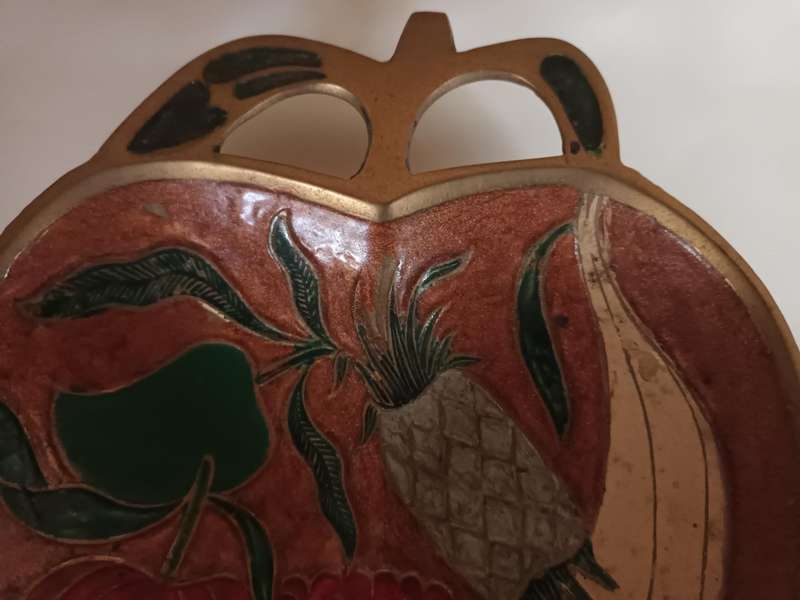 Enamelled Brass Apple Shape Dish