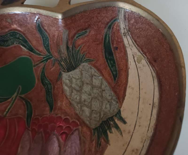 Enamelled Brass Apple Shape Dish
