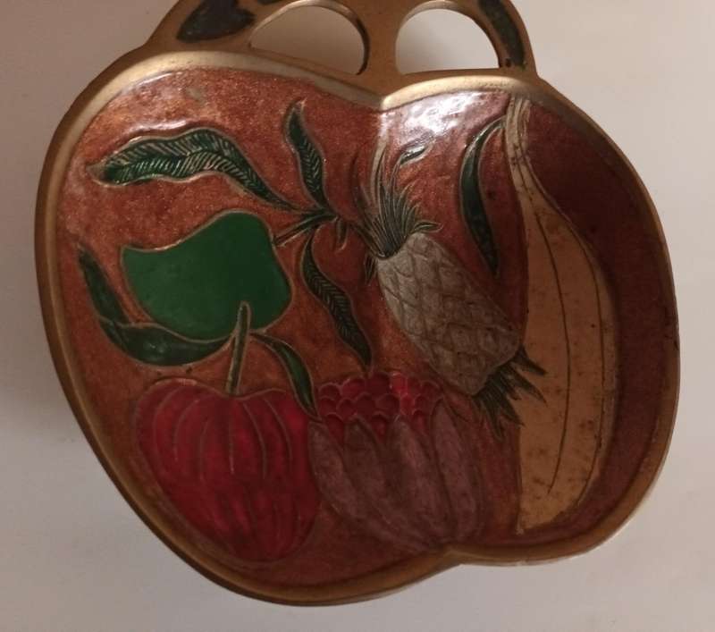 Enamelled Brass Apple Shape Dish