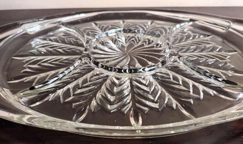 Large Stylish Cutglass Oval Snacks Tray