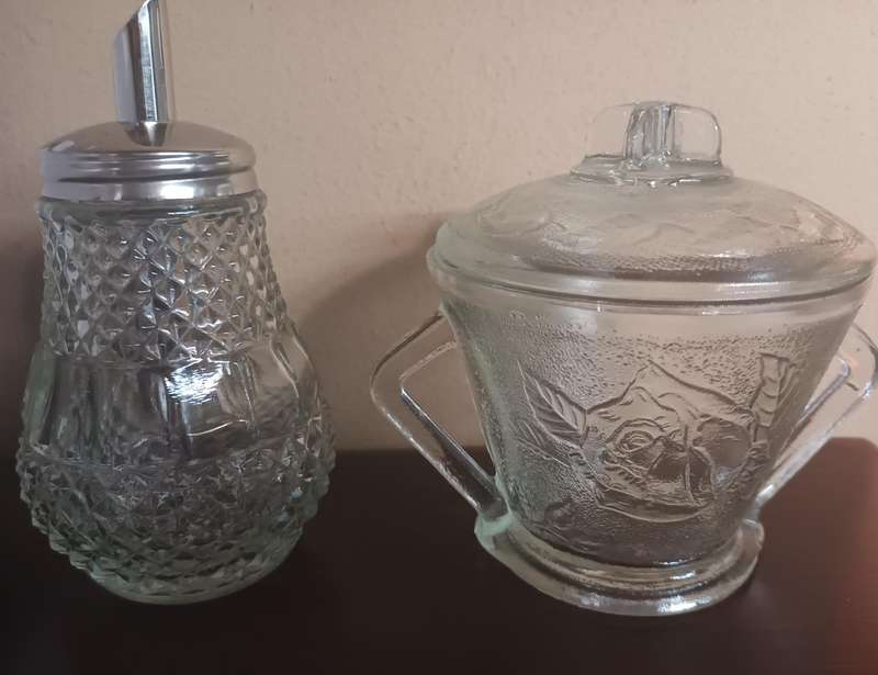 Vintage Cutglass Sugar Bowl & Salt Pot