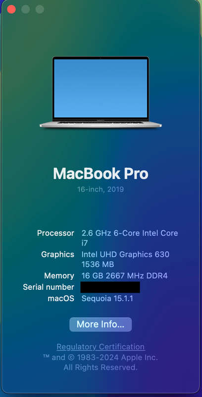2019 Macbook Pro 16", i7, 16GB RAM, 512GB SSD (Touchbar/Touch ID)