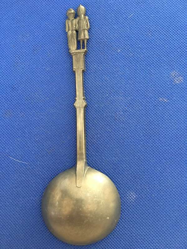 VINTAGE DUTCH PEWTER WEDDING CEREMONIAL COLLECTOR SPOON