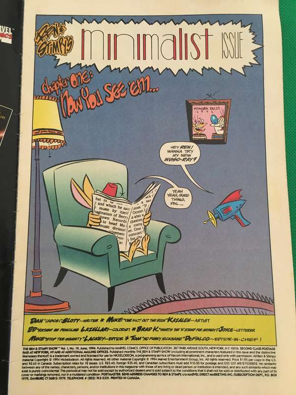 MARVEL COMICS - THE REN AND STIMPY SHOW - SPECIAL MINIMALIST ISSUE -  VOL. 1  NO. 19 - 1994
