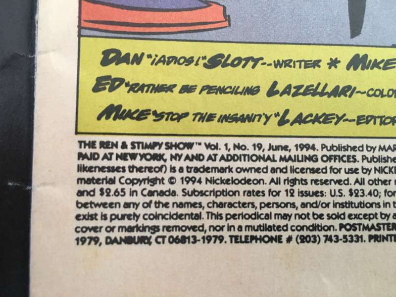 MARVEL COMICS - THE REN AND STIMPY SHOW - SPECIAL MINIMALIST ISSUE -  VOL. 1  NO. 19 - 1994