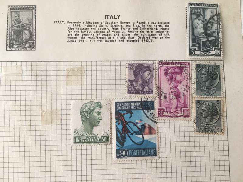 ITALY PAGE OF USED MOUNTED STAMPS
