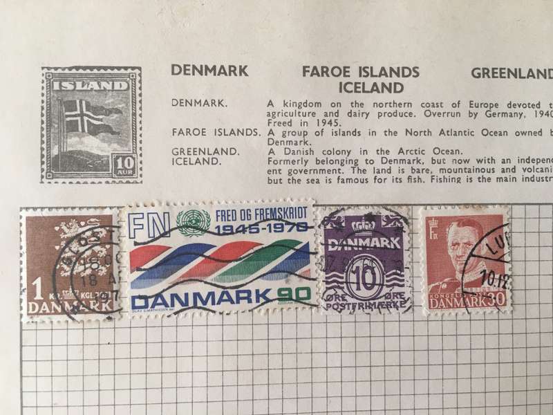 DENMARK 4 USED MOUNTED STAMPS