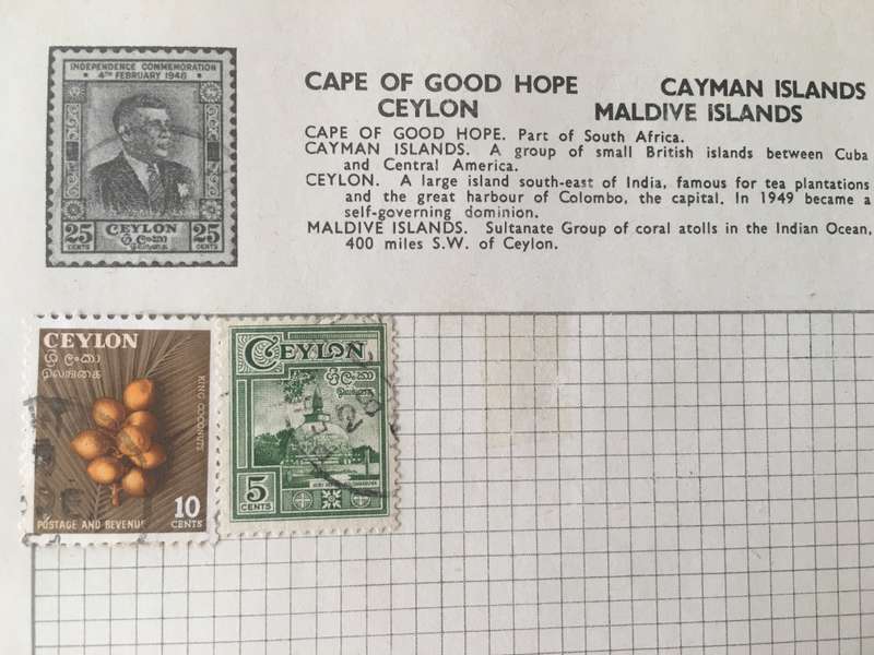 CEYLON USED MOUNTED 2 STAMPS