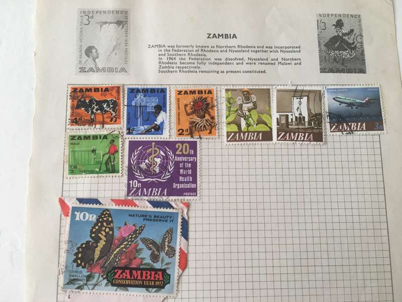 ZAMBIA PAGE OF MOUNTED STAMPS