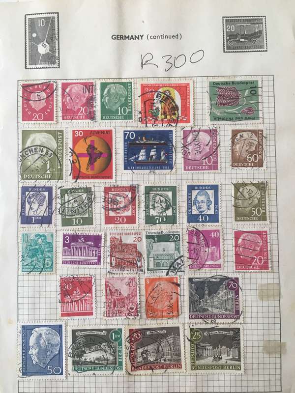 GERMANY PAGE OF MOUNTED STAMPS