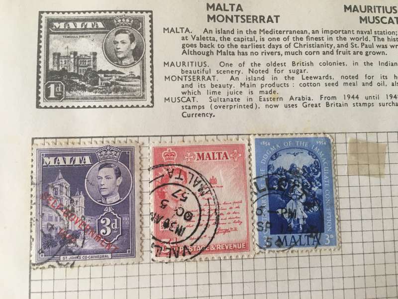 MALTA 3 USED MOUNTED STAMPS
