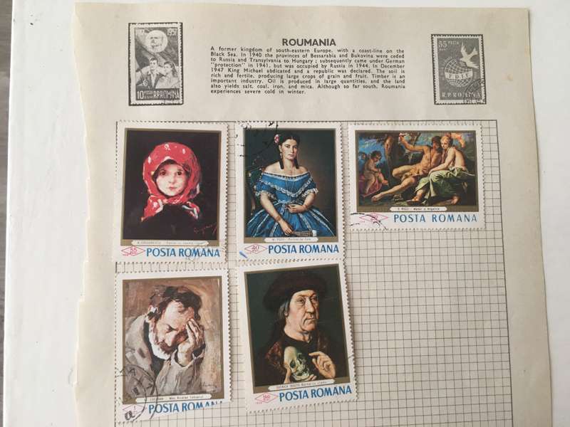 ROMANIA LOT OF 5 PAINTING STAMPS