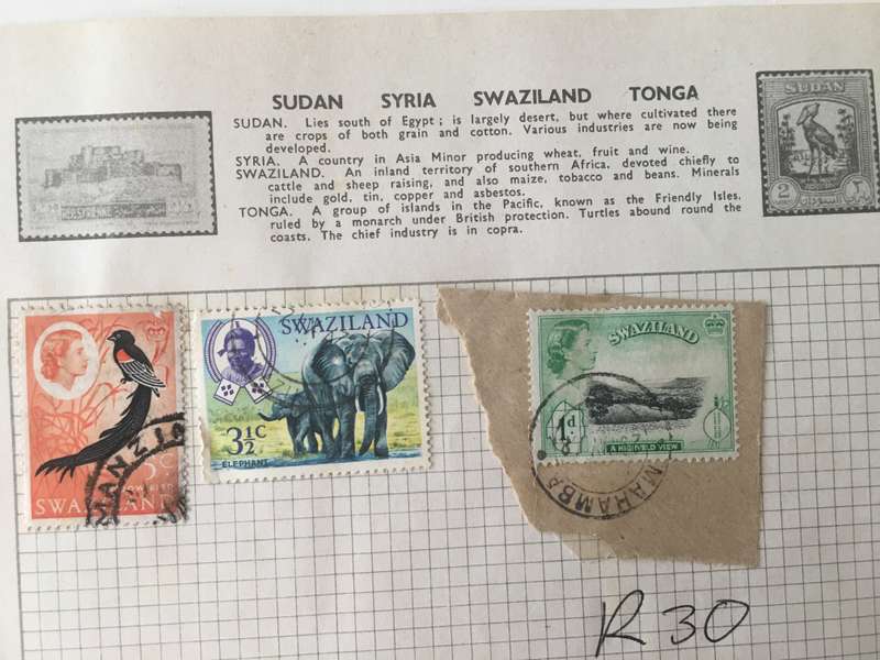 SWAZILAND 3 USED MOUNTED STAMPS