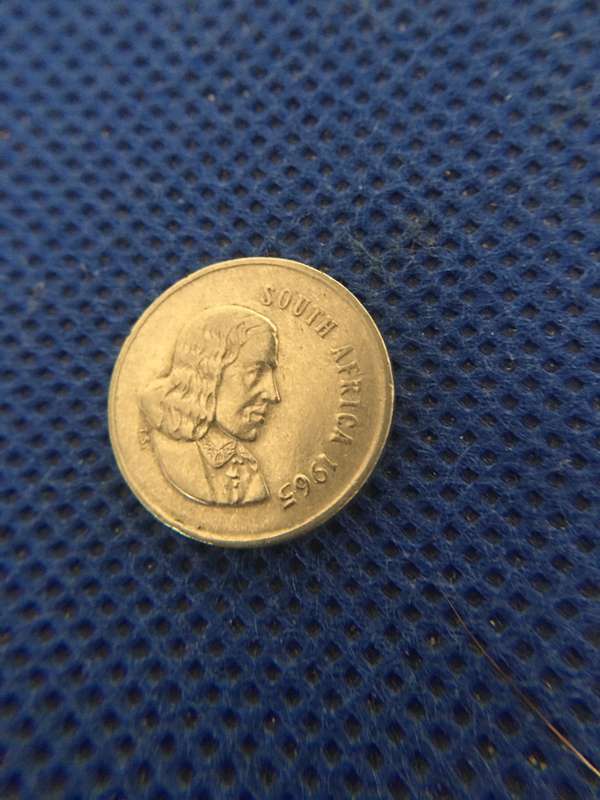 SOUTH AFRICA TWO 5c COINS - JAN VAN RIEBEECK - 1965 - 1967  ENGLISH