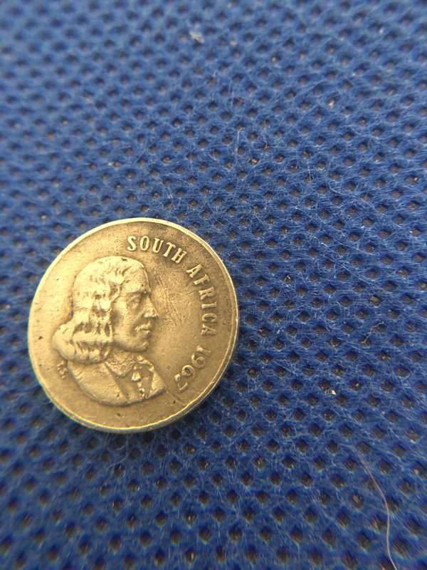 SOUTH AFRICA TWO 5c COINS - JAN VAN RIEBEECK - 1965 - 1967  ENGLISH