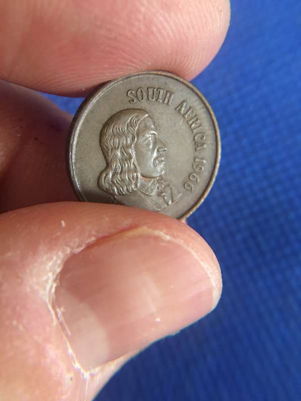SOUTH AFRICA 1966 1c COIN JAN V RIEBEECK  ENGLISH